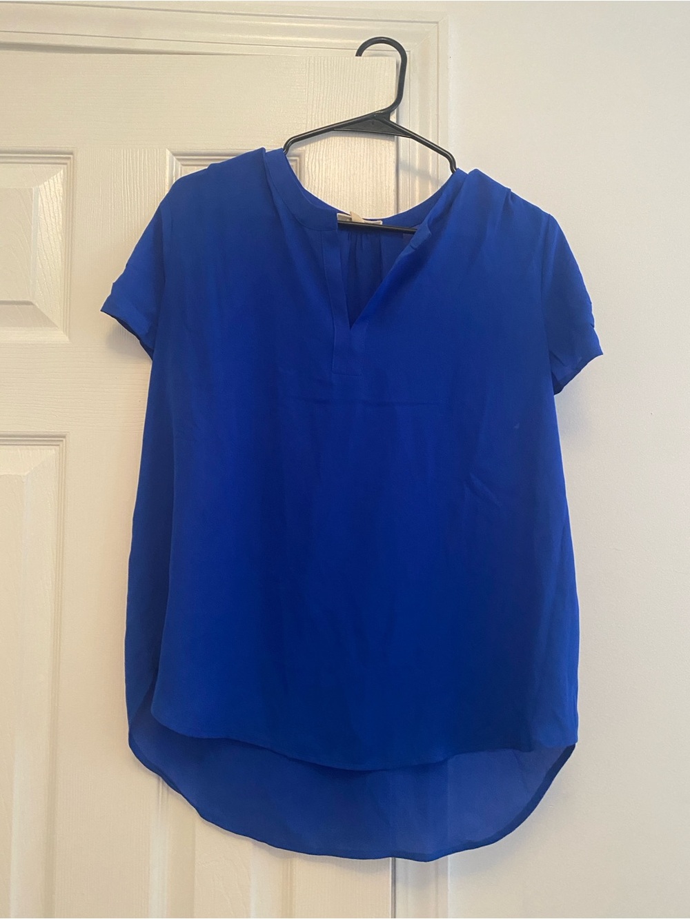 Pleione Short-Sleeve V-Neck Blouse - Royal Blue